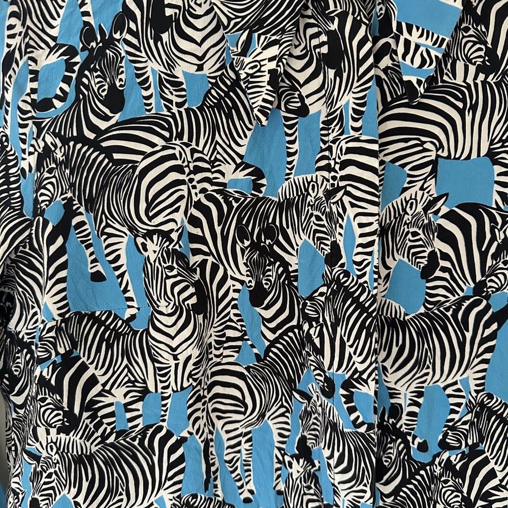 Michael Kors Blue and Black Zebra Print Blouse - Picture 3 of 5